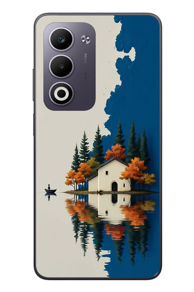 Le Balvo Oppo A5 4G Uyumlu Sonbahar Evi Baskılı Silikon Kılıf
