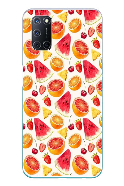 Le Balvo Oppo A52 Uyumlu Karpuz ve Kan Portakalı Baskılı Silikon Kılıf