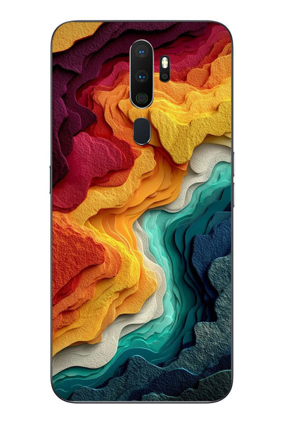Le Balvo Oppo A5 2020 Uyumlu Renk Dalgaları Baskılı Silikon Kılıf