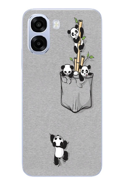 Le Balvo Oppo A6t - A6X Uyumlu Cepli Panda Baskılı Silikon Kılıf