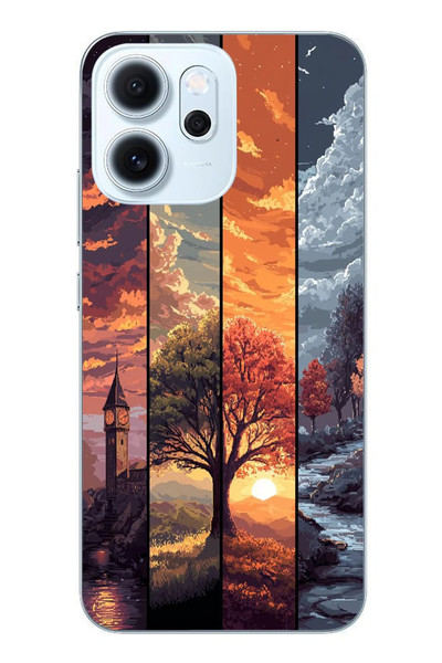 Le Balvo Oppo Reno 14F Uyumlu Sonbahar İlkbaharım Baskılı Silikon Kılıf
