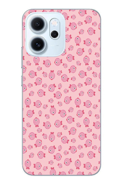 Le Balvo Oppo Reno 14F Uyumlu Pembe Balıklar Baskılı Silikon Kılıf