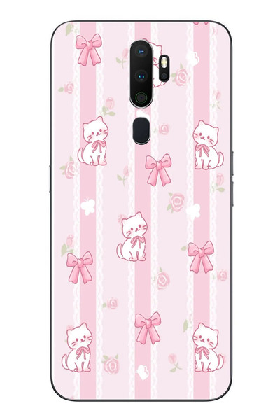 Le Balvo Oppo A5 2020 Uyumlu Kurdeleli Kediler Baskılı Silikon Kılıf