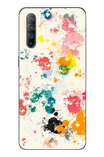 Le Balvo Oppo Reno 3 Uyumlu Renkli Boyalar Baskılı Silikon Kılıf