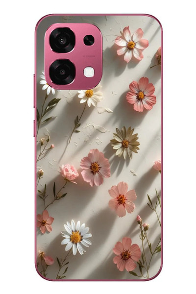 Le Balvo Oppo A6 PRO Uyumlu Papatya Çiçekleri Baskılı Silikon Kılıf