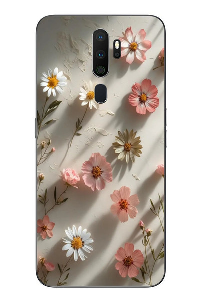 Le Balvo Oppo A5 2020 Uyumlu Papatya Çiçekleri Baskılı Silikon Kılıf