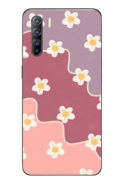 Le Balvo Oppo Reno 3 Uyumlu Papatya Dalgaları Baskılı Silikon Kılıf