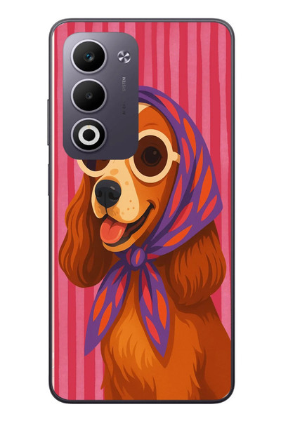 Le Balvo Oppo A5 4G Uyumlu Gözlüklü Köpek Baskılı Silikon Kılıf