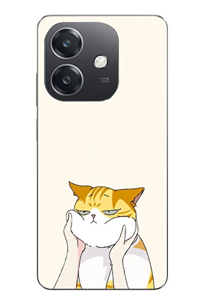 Le Balvo Oppo A3 Uyumlu Sarı Kedi Yanakları Baskılı Silikon Kılıf