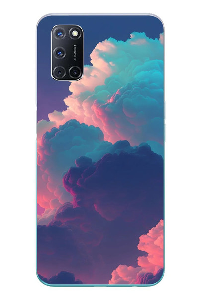 Le Balvo Oppo A52 Uyumlu Renkli Doğal Bulutlar Baskılı Silikon Kılıf