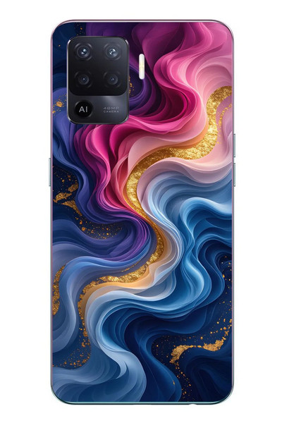 Le Balvo Oppo Reno 5 Lite Uyumlu Renk Katranı Baskılı Silikon Kılıf