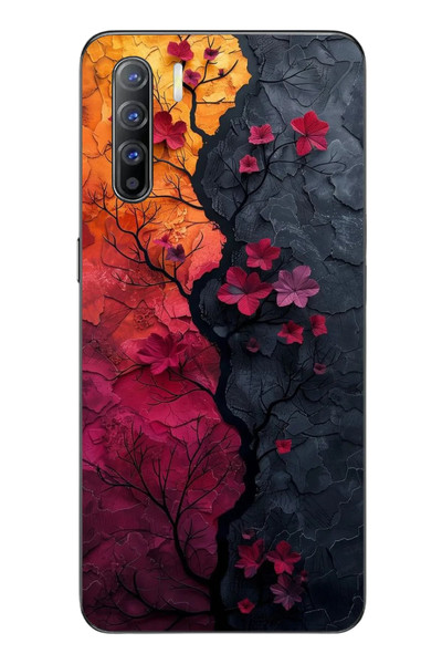 Le Balvo Oppo Reno 3 Uyumlu Yaprak Geçişkenliği Baskılı Silikon Kılıf