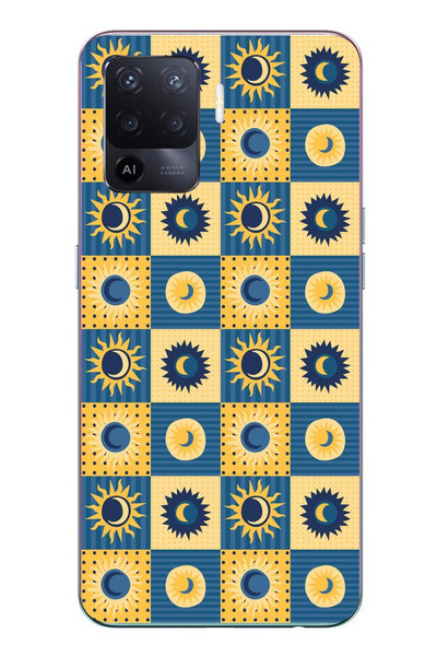 Le Balvo Oppo Reno 5 Lite Uyumlu Damalı Papatyalar Baskılı Silikon Kılıf