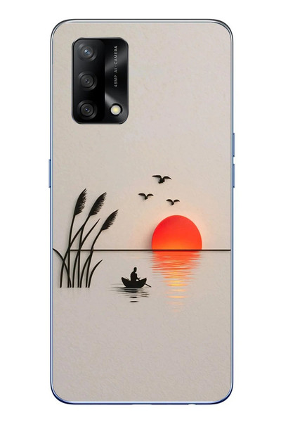 Le Balvo Oppo A74 Uyumlu Gün Batımı Çizim Baskılı Silikon Kılıf