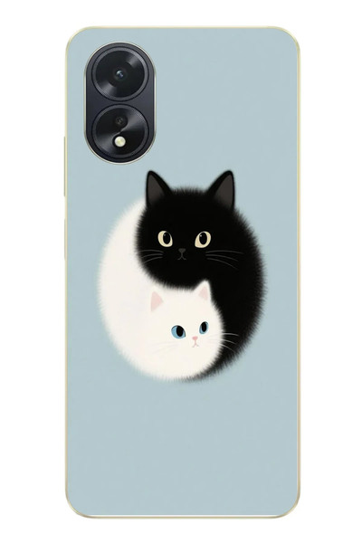 Le Balvo Oppo A38 Uyumlu Yin Yang Kediler Baskılı Silikon Kılıf