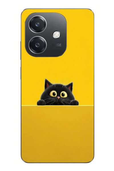 Le Balvo Oppo A3 Uyumlu Sarı Gözlü Kedi Baskılı Silikon Kılıf