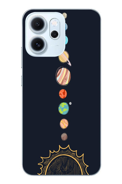 Le Balvo Oppo Reno 14F Uyumlu Gezegenler Baskılı Silikon Kılıf