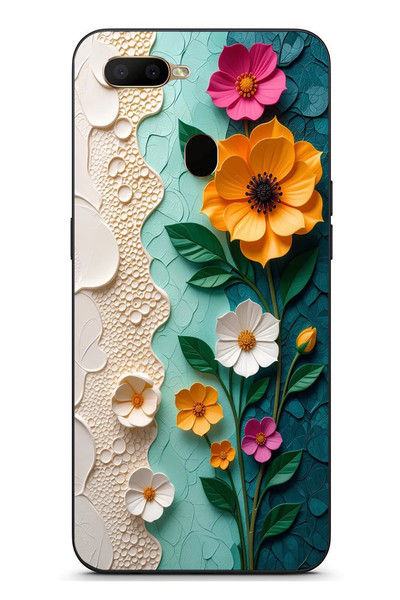 Le Balvo Oppo A5S Uyumlu Güzel Modern Çiçekler Baskılı Silikon Kılıf