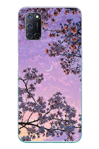 Le Balvo Oppo A52 Uyumlu Mor Gökyüzülü Ağaç Baskılı Silikon Kılıf