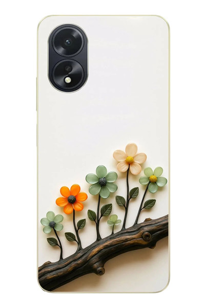 Le Balvo Oppo A38 Uyumlu Dalda Açan Çiçekler Baskılı Silikon Kılıf