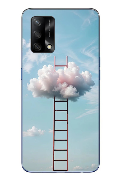 Le Balvo Oppo A74 Uyumlu Buluta Çıkan Merdiven Baskılı Silikon Kılıf