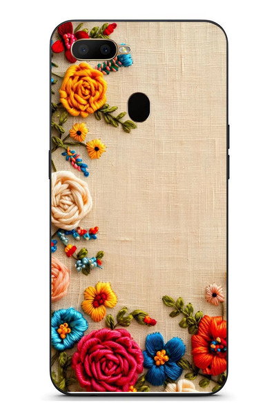 Le Balvo Oppo A5S Uyumlu İşlemeli İğne Oyası Baskılı Silikon Kılıf