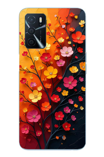 Le Balvo Oppo A16 Uyumlu Sonbahar Çiçekleri Baskılı Silikon Kılıf