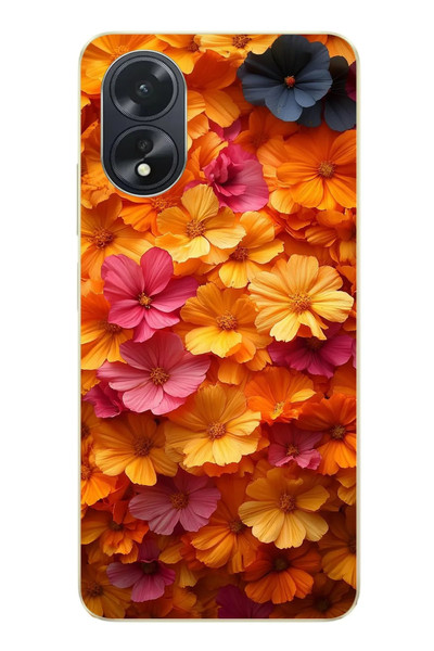 Le Balvo Oppo A38 Uyumlu Sarı Pembe Çiçekler Baskılı Silikon Kılıf