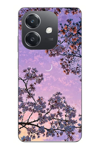 Le Balvo Oppo A3 Uyumlu Mor Gökyüzülü Ağaç Baskılı Silikon Kılıf