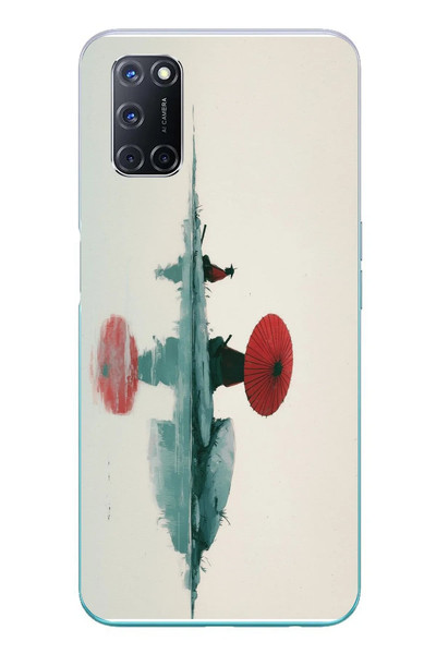 Le Balvo Oppo A52 Uyumlu Japon Şemsiyesi Baskılı Silikon Kılıf