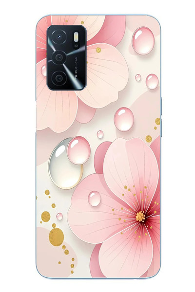 Le Balvo Oppo A16 Uyumlu Damlalı Çiçekler Baskılı Silikon Kılıf