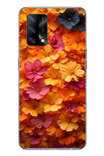 Le Balvo Oppo A74 Uyumlu Sarı Pembe Çiçekler Baskılı Silikon Kılıf