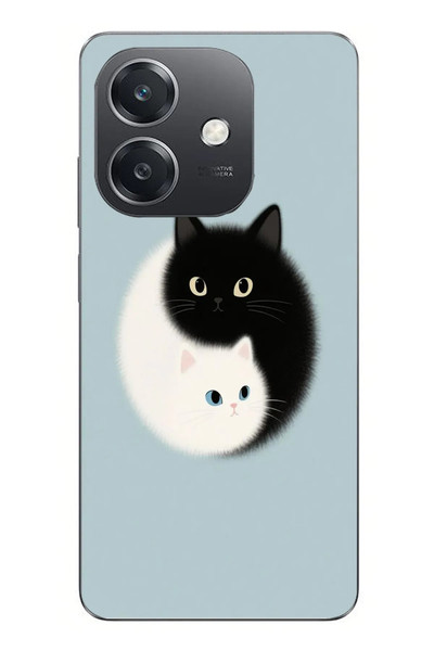 Le Balvo Oppo A3 Uyumlu Yin Yang Kediler Baskılı Silikon Kılıf