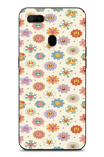 Le Balvo Oppo A5S Uyumlu Gülen Çiçekler Baskılı Silikon Kılıf
