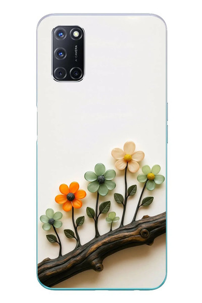 Le Balvo Oppo A52 Uyumlu Dalda Açan Çiçekler Baskılı Silikon Kılıf
