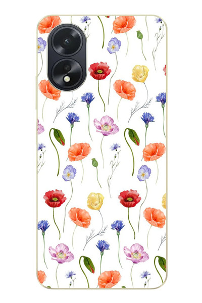 Le Balvo Oppo A38 Uyumlu Sade Tek Çiçekler Baskılı Silikon Kılıf