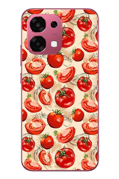 Le Balvo Oppo A6 PRO Uyumlu Domatesler Baskılı Silikon Kılıf