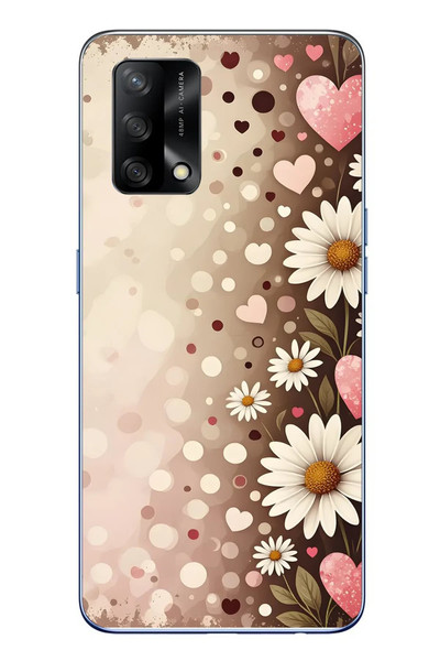 Le Balvo Oppo A74 Uyumlu Kalpli Papatya Damlaları Baskılı Silikon Kılıf