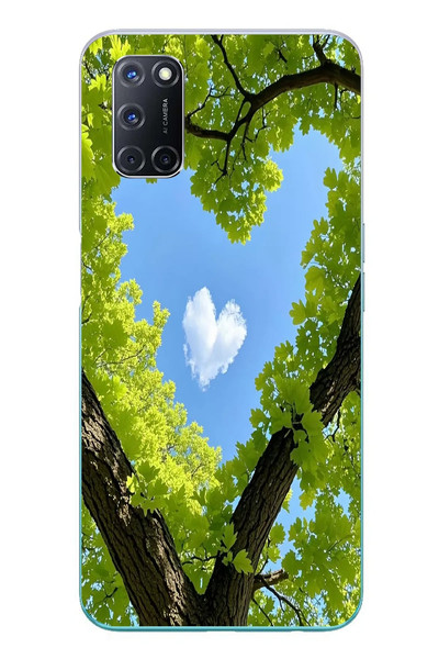 Le Balvo Oppo A52 Uyumlu Kalpli Ağaç Baskılı Silikon Kılıf
