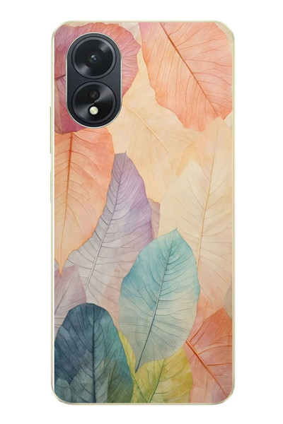 Le Balvo Oppo A38 Uyumlu Hafif Yapraklar Baskılı Silikon Kılıf