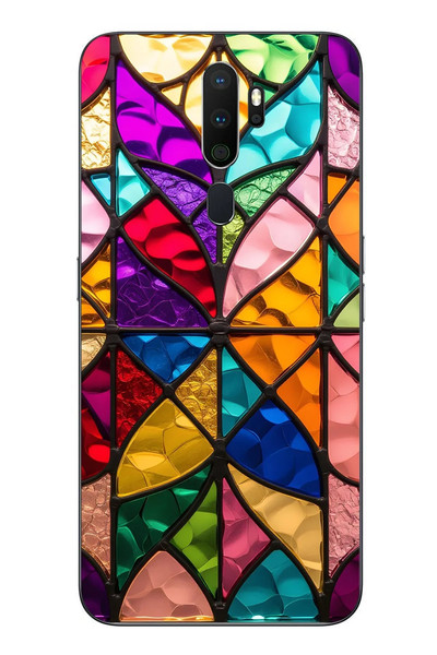 Le Balvo Oppo A5 2020 Uyumlu Cam Vitray Baskılı Silikon Kılıf