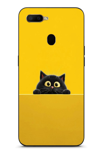 Le Balvo Oppo A5S Uyumlu Sarı Gözlü Kedi Baskılı Silikon Kılıf