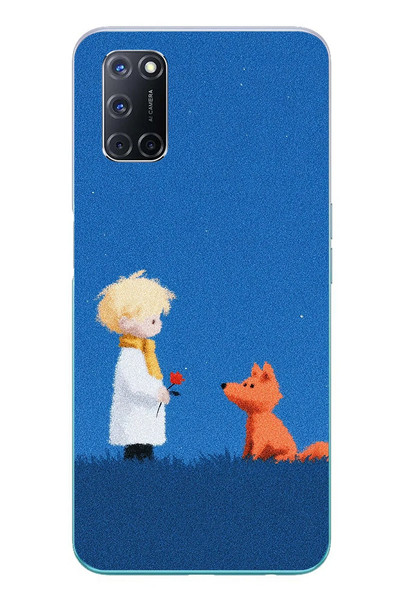 Le Balvo Oppo A52 Uyumlu Sarışın Çocuk ve Köpek Baskılı Silikon Kılıf
