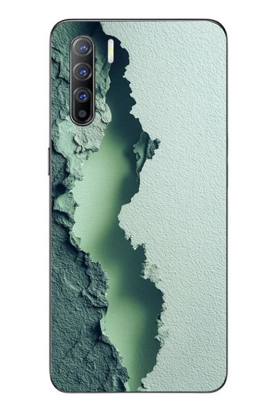 Le Balvo Oppo Reno 3 Uyumlu Koyu Yeşil İzler Baskılı Silikon Kılıf