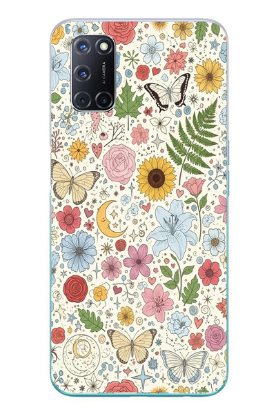 Le Balvo Oppo A52 Uyumlu Bitkilerin Ahengi Baskılı Silikon Kılıf