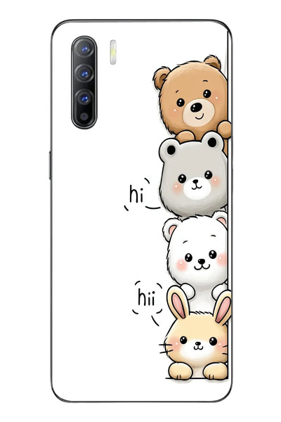 Le Balvo Oppo Reno 3 Uyumlu Sevimli Hayvanlar Baskılı Silikon Kılıf