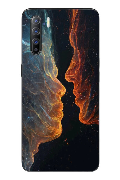 Le Balvo Oppo Reno 3 Uyumlu Kavuşan Çizgiler Baskılı Silikon Kılıf