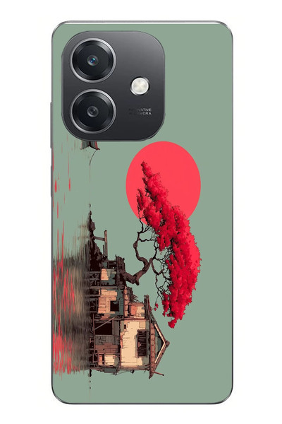 Le Balvo Oppo A3 Uyumlu Sahil Evi Baskılı Silikon Kılıf