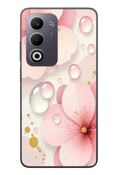 Le Balvo Oppo A5 4G Uyumlu Damlalı Çiçekler Baskılı Silikon Kılıf
