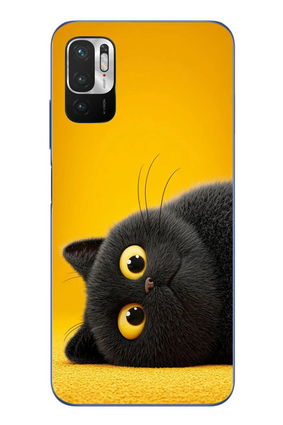 Le Balvo Redmi Note 10 5G Uyumlu Yan Bakan Siyah Kedi Baskılı Silikon Kılıf